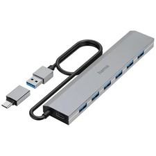 Hama 200137 00 USB Hub 7 Ports USB-A USB 3.2 Gen1 5Gbps with USB-C Grig Plug picture
