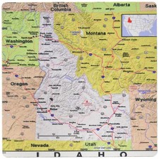 3dRose Print of Idaho Cities and 8L x 8W inches, Multi-colored (Map Design)  picture