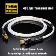 Preffair CAT8 40Gbps Network Cable OCC Silver Plated Copper RJ45 picture