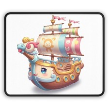 Cute Pirate Ship Gaming Mouse Pad | Kawaii Nautical Cartoon picture