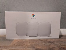 Google Nest WiFi Pro AXE5400 WiFi 6E Tri-Band Mesh Routers 3 Pack Snow +TESTED picture