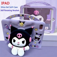 Kuromi Pen Slot Silica Gel 360°Rotating Bracket TabletCase For Apple iPad mini56 picture