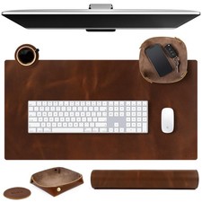 ELIZO Leather Desk Pad, Antique, 32x16 Inch picture