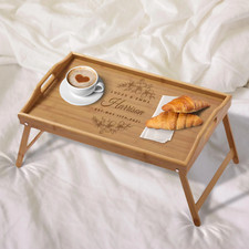 Engraved Foldable & Portable Bamboo Bed Tray Table picture