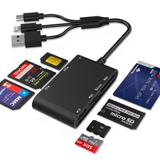 7-in-1 Smart Card Reader with 3-Port Connectivity – Lightning/USB-C/USB-A Mil... picture