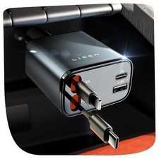 LISEN Retractable Car Charger, 84W Car Charger USB C Fast Charge, 4 in 1 picture