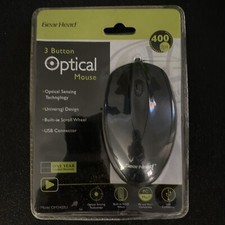 Gear Head 3 Button Optical Mouse Black USB Connector New picture