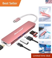 Elegant Rose Gold USB C Dongle – 7-in-1 with 4K HDMI Output & Fast Data Transfer picture