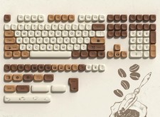 134 PCS Cute Brown PBT Keycap Set Coffee Cat MOA Profile Custom Keyboard Caps picture