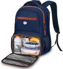 Matein 139900mu1 Laptop Backpack Blue Orange Padded Straps w/ Lunch Compartment picture