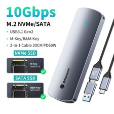 M.2 NVMe SATA SSD Enclosure Caddy USB 3.2 Type C M2 PCIe NGFF Adapter Tool-Free picture