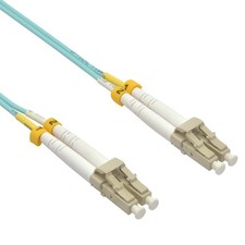 20 Pack of 9m LC/UPC-LC/UPC OM3 Multimode Duplex OFNR 2.0mm Aqua Fiber Optic Pat picture