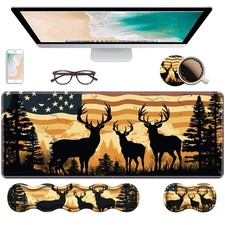 Ergonomic Keyboard Wrist Rest & Mouse Pad Large, American Flag Deer picture