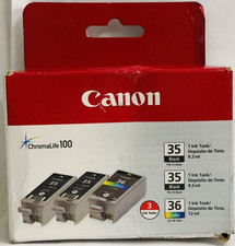 New Genuine Canon PGI-35 CLI-36 Black Color Set of 3 ChromaLife 100 picture