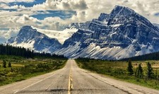 Landscape road mountains nature snowy mountain banff Custom Gaming Mat Desk picture