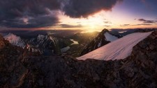 Landscape nature mountains mist sky clouds sunset snow Custom Gaming Mat Desk picture