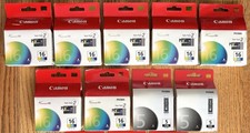 Lot of 9 Genuine CANON Pixma Inks - 7x BCI-16 Twin Packs and 2x PGI-5BK - New picture