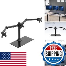 VIVO Black Triple Monitor Mount Freestanding Desk Stand Glass Base, Heavy Duty picture