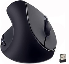 Black Left-Handed Vertical Mouse, 2.4GHz, Ergonomic, 800-1600 DPI, USB, Wireless picture