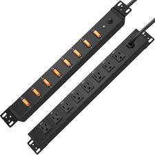1U Server Rack Mount Surge Protection 8 Outlet PDU Power Strip 1200J 6 FT picture