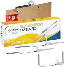 OLYMPX 100 Pcs of 1 Inch Capacity Economy Self-Adhesive Fastener, Prong Paper Fa picture
