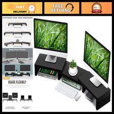 Dual Monitor Stand Riser for 2 Monitors - Adjustable Height & Angle, 3 Shelf Org picture