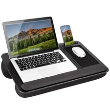 Black Carbon Lap Desk With Wrist Rest Mouse Pad Phone Slot Portable 21.1 X 14.1 picture