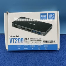 VisionTek VT200 Portable USB-C Dual Monitor Hub - 1x DP, 1x HDMI, 1x VGA, 2X USB picture