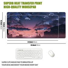 1pc XXL Plus Size Anime Style City Twilight Mouse Pad, Healing Purple Pink Gra picture