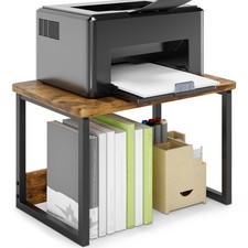 Desktop Printer Stand Storage Shelf Heavy Duty Desk Riser Organizer Brown picture