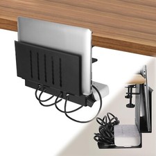 LUKETURE Desk Side Storage, Under Desk Laptop Holder with Cable Management Tr... picture
