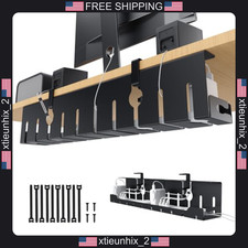 Under Desk Cable Management Tray 32 in Metal Black Organizer for Cables picture