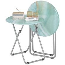 Fleecy day TV Tray Round Table, Small Foldable Table, Portable Dinner Table f... picture