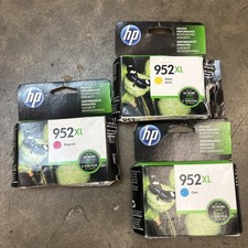NEW OEM HP 952XL GENUINE Magenta/Cyan/Yellow Ink Cartridges 3 PACKS Expired 2019 picture