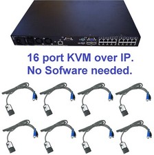 IBM GCM2 39M2878 1735-GX2 16 port KVM IP  Switch + 8x 39M2899 USB cable modules picture