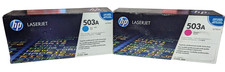 Genuine HP 503A Magenta & Cyan Toner Cartridge Factory Sealed Q7583A, Q7581A picture