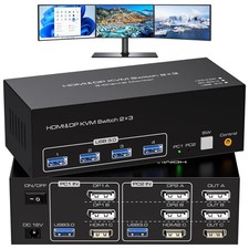 8K HDMI 2 Displayport KVM Switch 3 Monitors 2 Computers DP 1.4 8K 60Hz 4K 120Hz picture