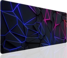 Large Gaming Mouse Pad, Neon Geometric XL Extended Desk Mat, Big Mousepad | D... picture
