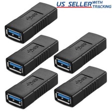 5pcs USB 3.0 Type A Female to Female Extension Connector Adapter F/F, Black picture