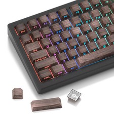 135 Keys PBT Keycaps Walnut Wood Cherry Profile Backlit Dye-Sub Mechanical picture
