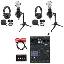 Rockville 2-Person Podcast Podcasting Bundle w/Effects Mixer+Recording Mics picture