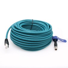 Eonvic Ethernet Shielded Cable M12 X-Type 8 Position to RJ45 Cat-7e 30M, Blue picture