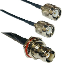 TNC FEMALE BULK to Y type 2X TNC Male Splitter Combiner cable pigtail RG174 USA picture