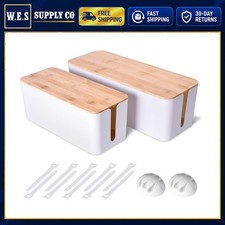 Cable Management Box Set with Wooden Style Lids and Accessories picture