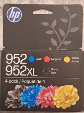 HP 952XL BLACK 952 TRI-COLOR 4 PACK COMBO GENUINE  INK CARTRIDGES  EXP 10/27 + picture