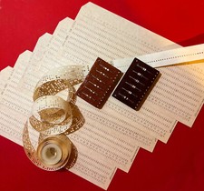 SET of Soviet Punch Cards (IBM 80-column), Punched Paper Tape, Circuit Board MIR picture