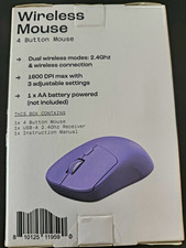 NORTH Purple Wireless USB 2.4GHz Optical Mouse 4-Button 1600 DPI Adjust picture