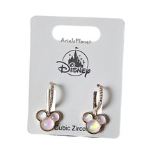 2026 Disney Parks Mickey Mouse Cubic Zirconia Pink Dangle Earrings picture