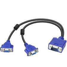 Dual VGA Splitter Monitor Cable 1 Male to 2 Female Adapter Converter VGA Video Y picture