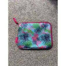 Lilly Pulitzer Neoprene Tablet Sleeve Blue Pink Coral Sea Life Padded Case 10.5 picture